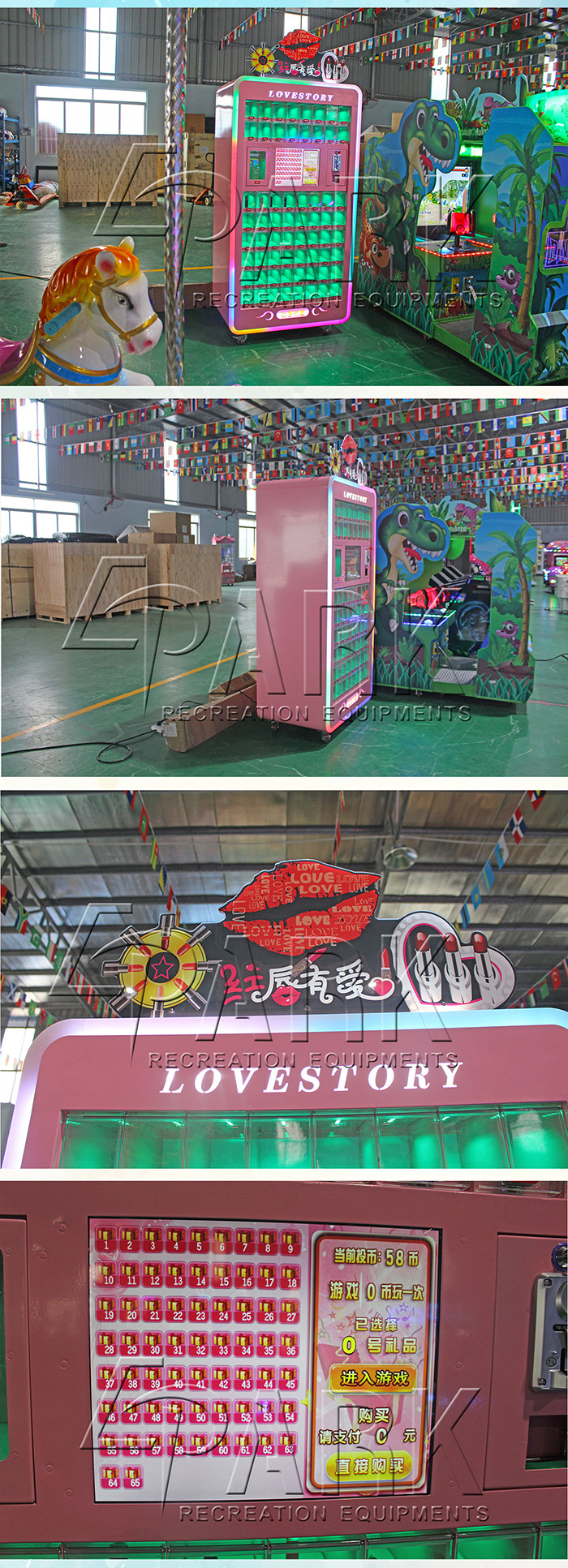 65 Rooms Vending Lipstick Crane Game Machine Coin Operated For 2 Players