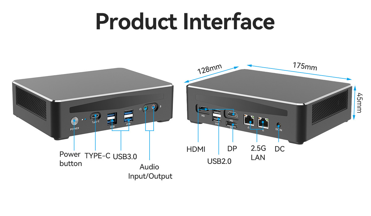 12th Generation Intel Core I7 1260p Mini PC With Dual LAN Dual HDMI DDR4 64GB