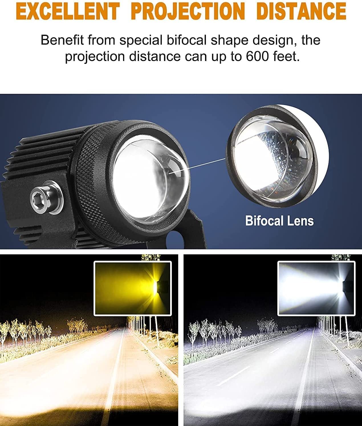 High Brightness Blakc casing Single Lens Motorcycle Projector LED Light