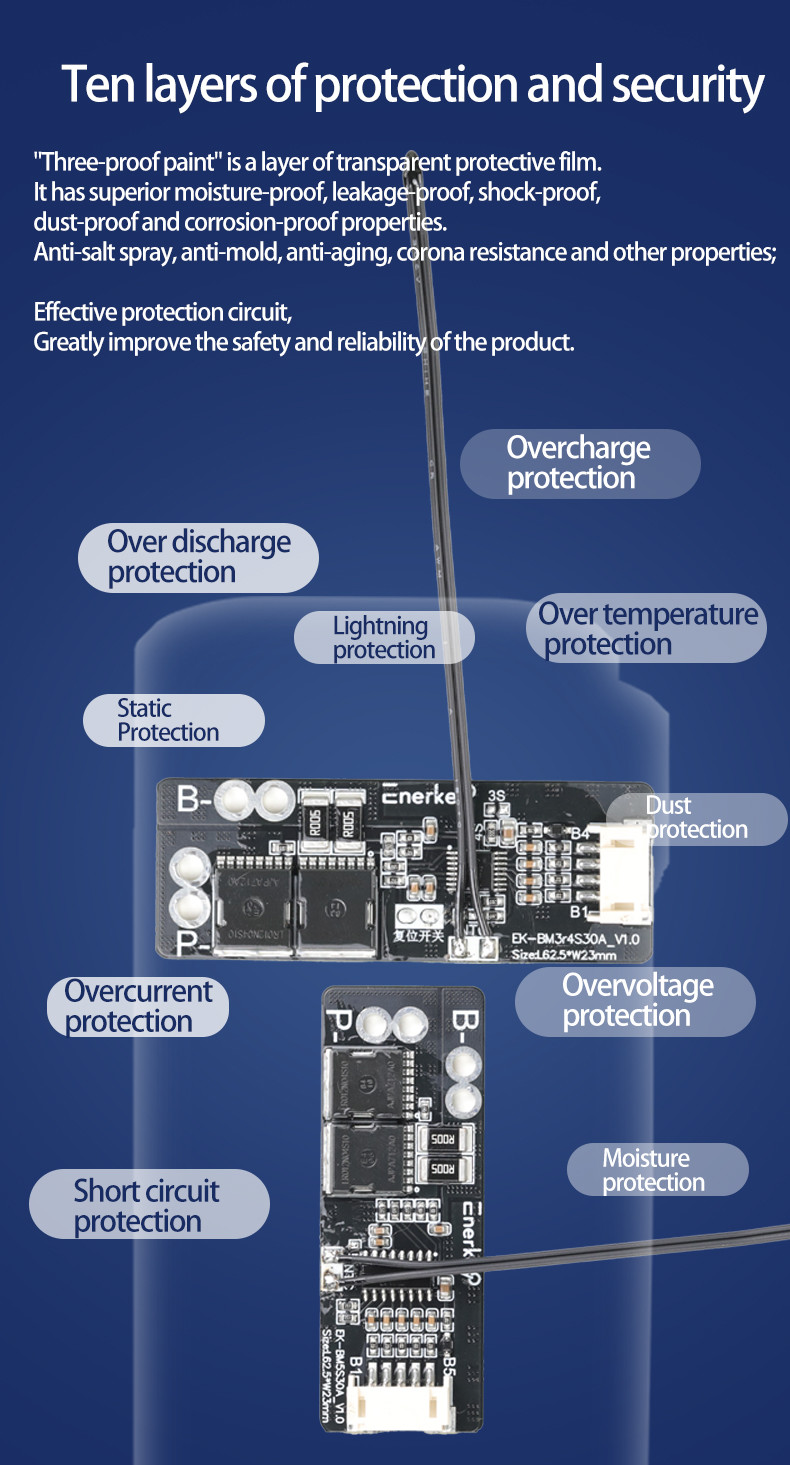 Enerkey 3S 4S 30A BMS With NTC 11.1V 12.6V 14.8V 16.8V PCB Protection Board For 18650 Li-ion Lithium Battery Cell