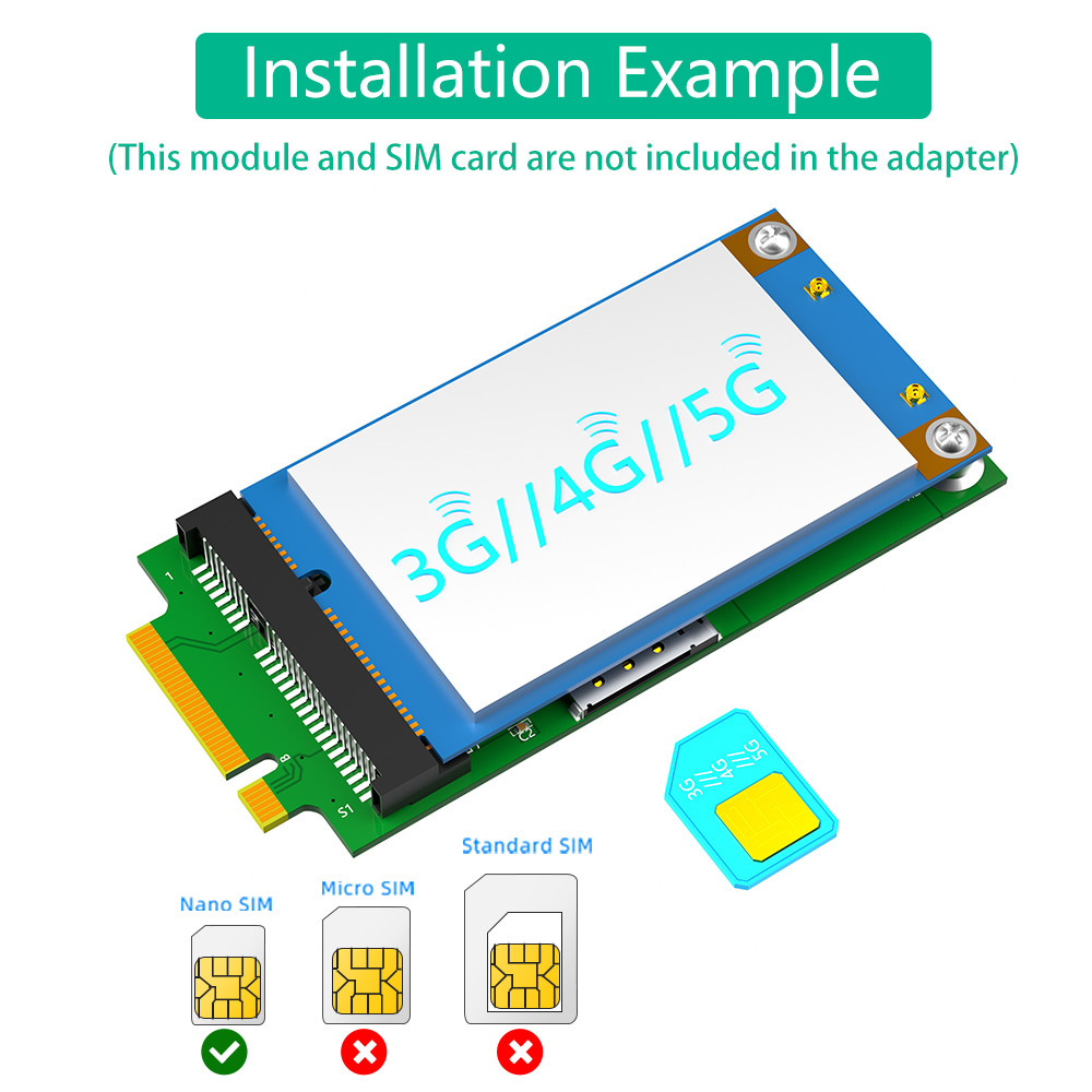 NGFF 3042/3052 M.2 Key B To Mini PCI-E Adapter With SIM Card Slot