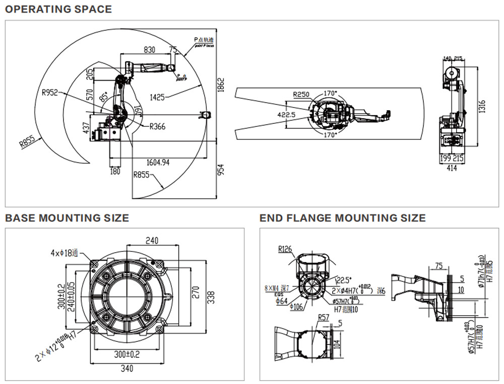 General Industrial Robot In Handling Operations Sorting Grinding Polishing For Metal Parts Logistics ER12H-1600