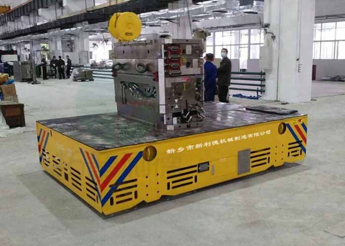 10t Double Motor Drive 4 Wheel Electric Trandport Cart On Cement Floor For Roll Handling