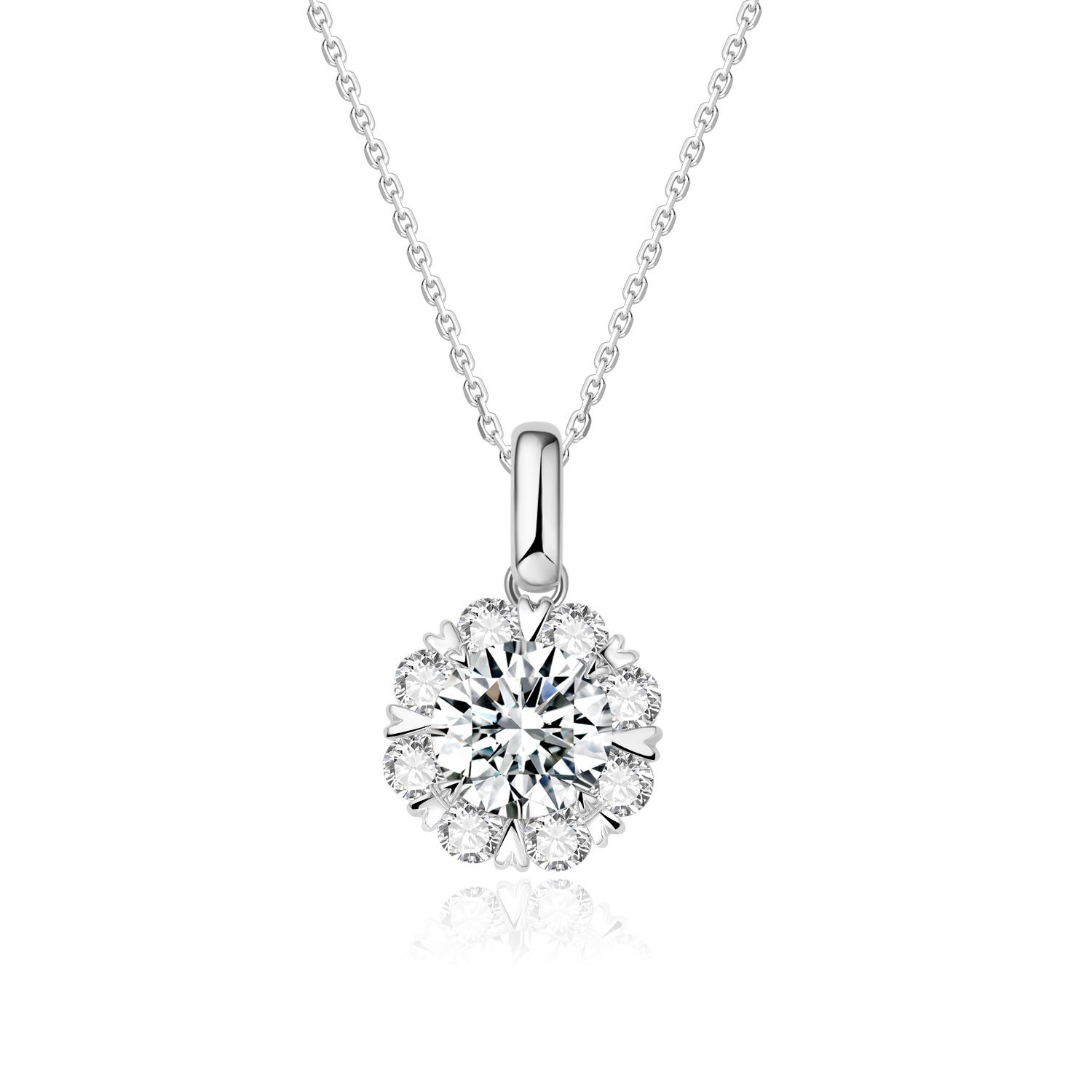 Classic And Beautiful Design 18k Gold Lab-Grown Diamond Pendant White Diamond Jewelry