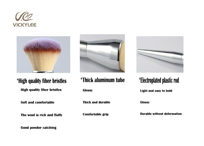 Silver Black Plastic Handle 6.1 Inch Beauty Brush Set