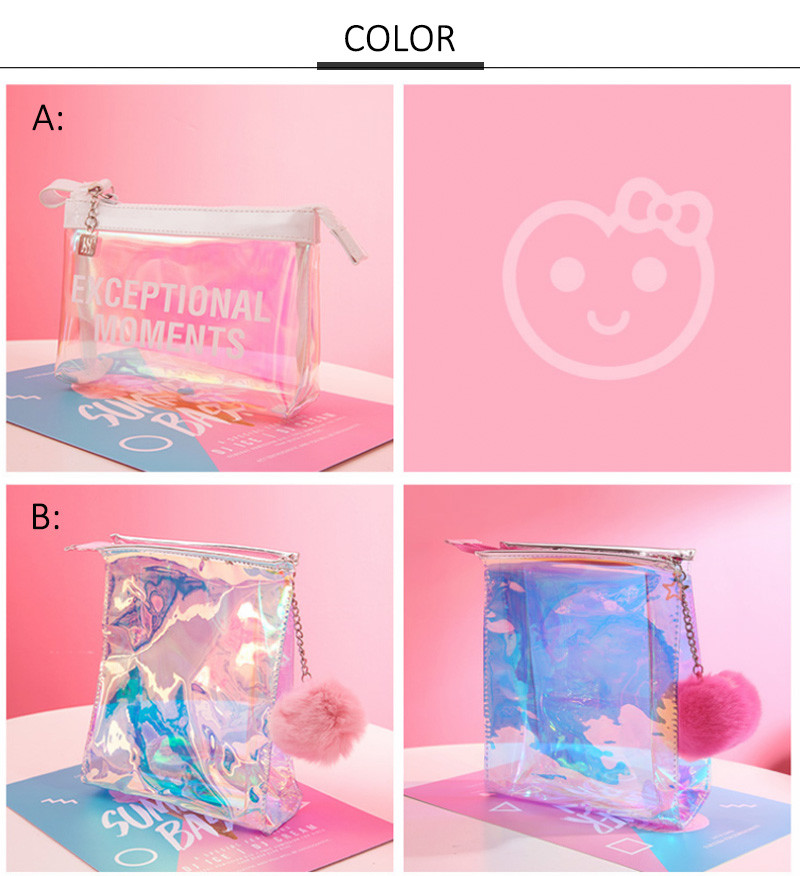 Laser Clear PVC Custom Logo Transparent Toiletry Wash Bag