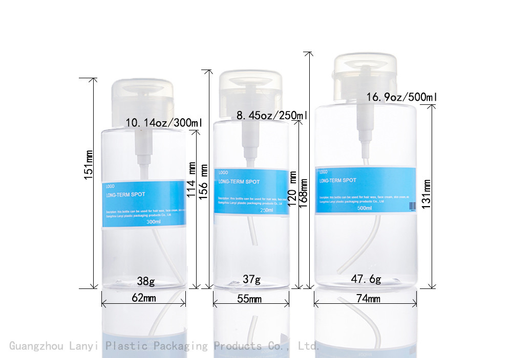 Transparent Cylinder 250ml 500ml PET Plastic Bottle