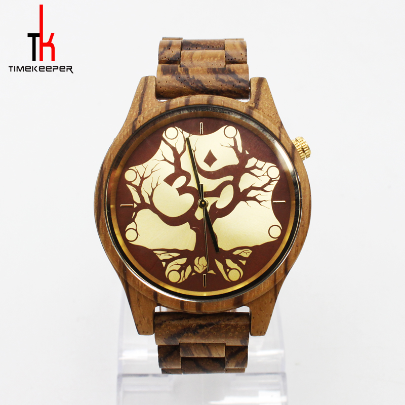 Luxury brand natural zebral wood watch custom logo Japan movt quartz watch wood wrist watch for men