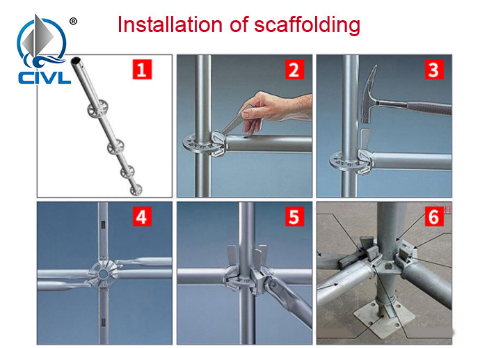 Hot - Dip Galvanized Buckle Scaffolding 48#60# Construction Site With Inner And Outer Grid Buckle Scaffolding