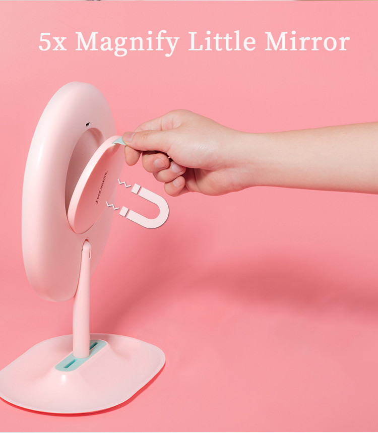 1000mAh Justtide 19*30cm 1x 5x 90° Rotation LED Magnifying Mirror
