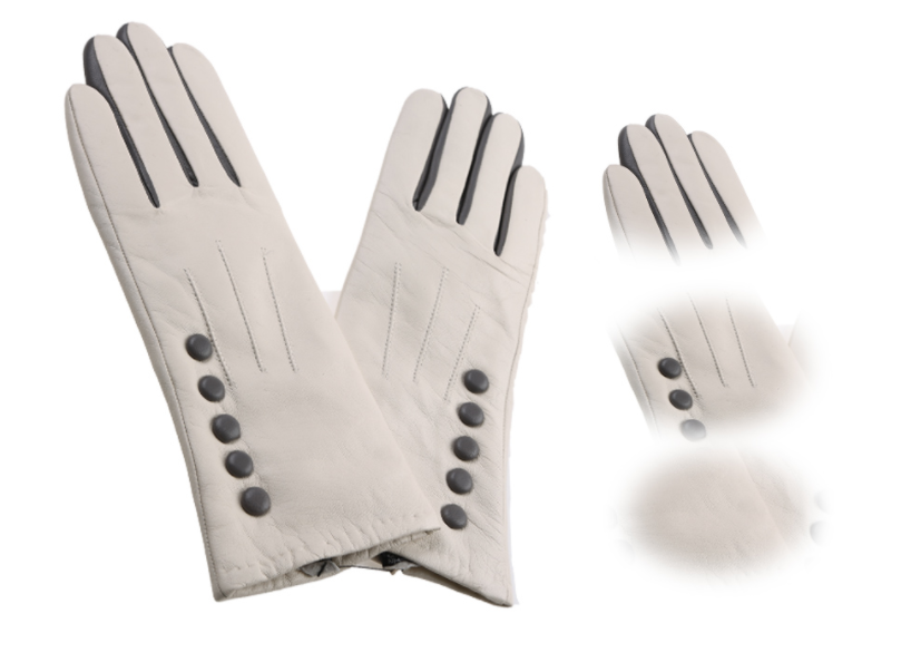 New design white leather gloves with 5 buttons