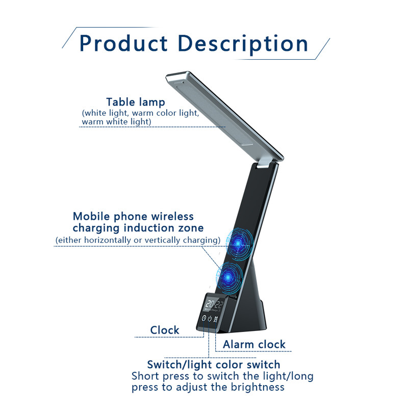 Multi Function Wireless Charger With Clock Lamp