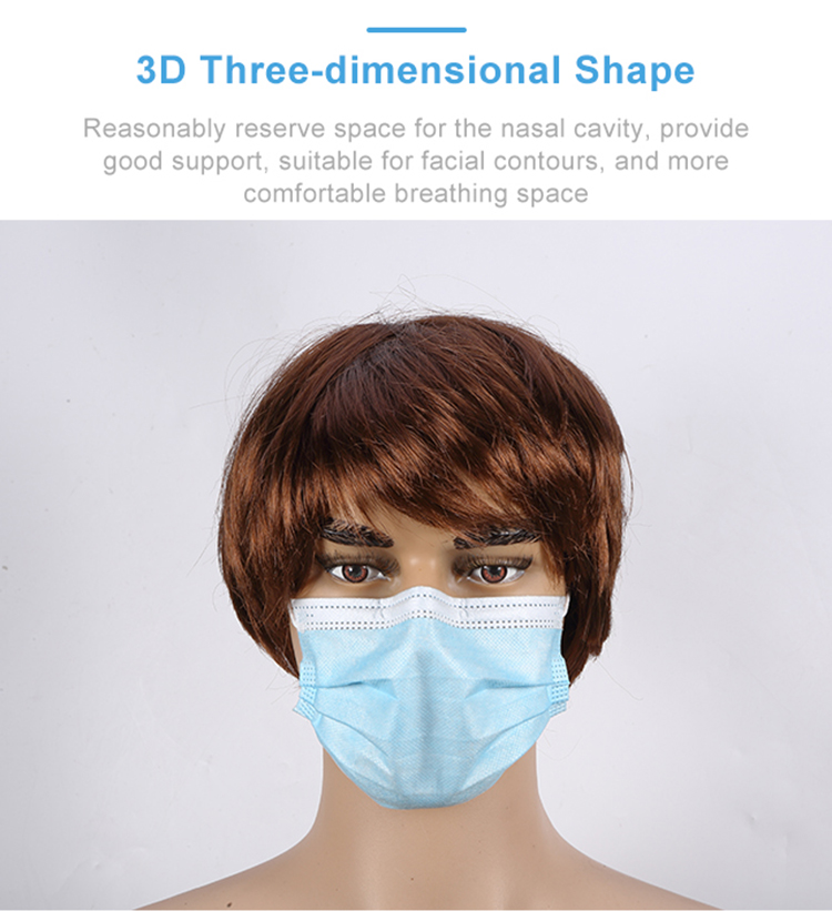 Nonwoven Meltblown 3 ply disposable medical surgical face mask China manufacturer