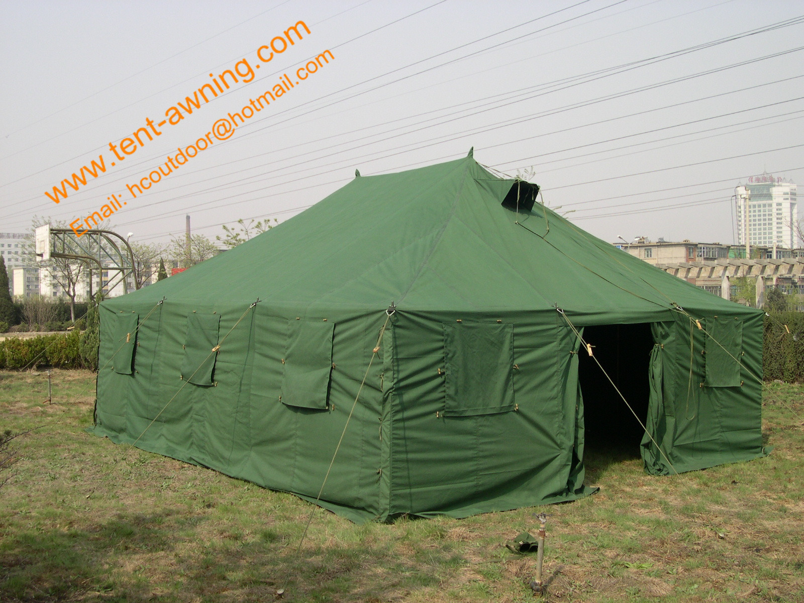 Outdoor Pole-style Galvanized Steel Waterproof Canvas Military Tent