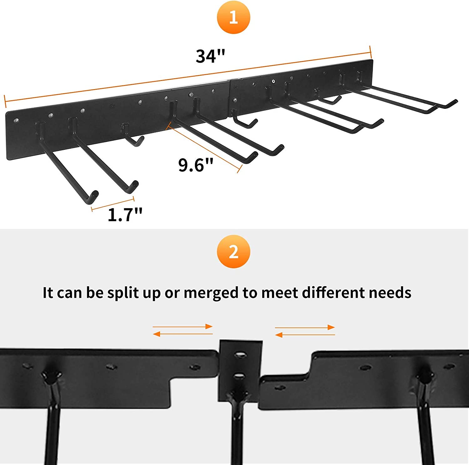 Garage wall mounted tool rack and storage organizers shelving with included hardware