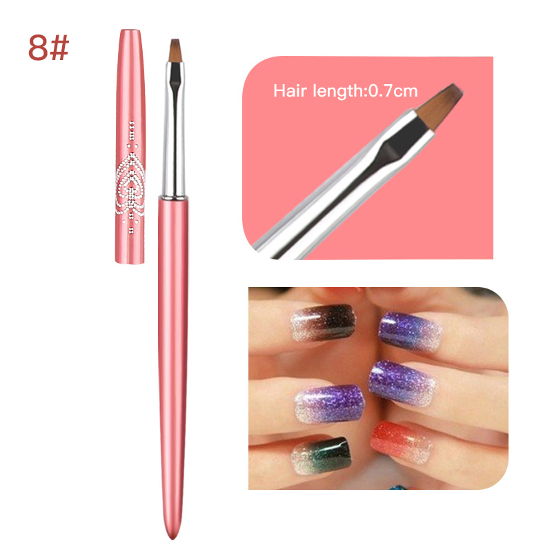Metal Handle Triangle Nail Gel Paint Brush 12pcs Set Nail Polish Brush