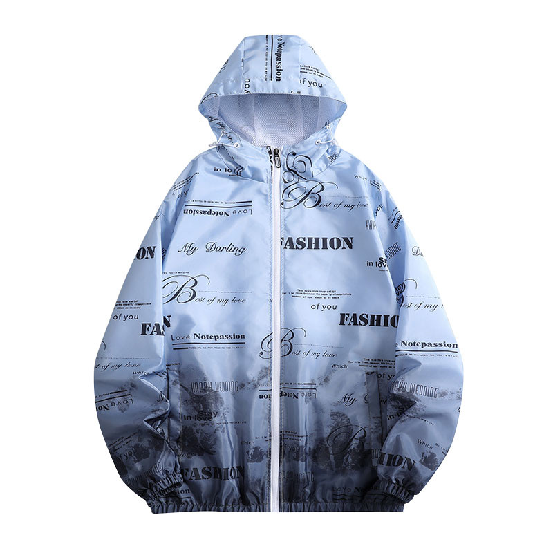 Gradient Chlorine Fishing Sun Hoodie Embroidery Hooded Sun Protection Shirt