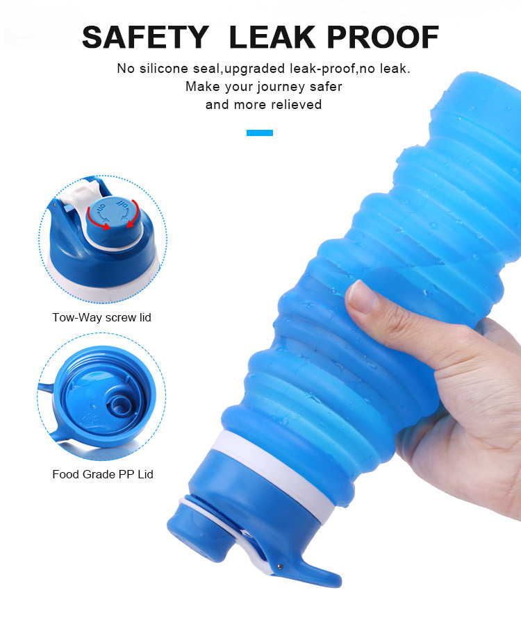 750ml Collapsible Silicone Foldable Water Bottle BPA Free