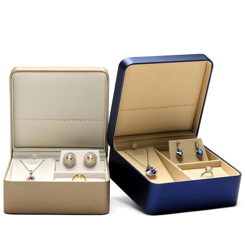 China Wholesale High-Grade PU Leather Gold Jewelry Packaging Box Set Box Ring Pendant Necklace Earrings Storage Gift Box