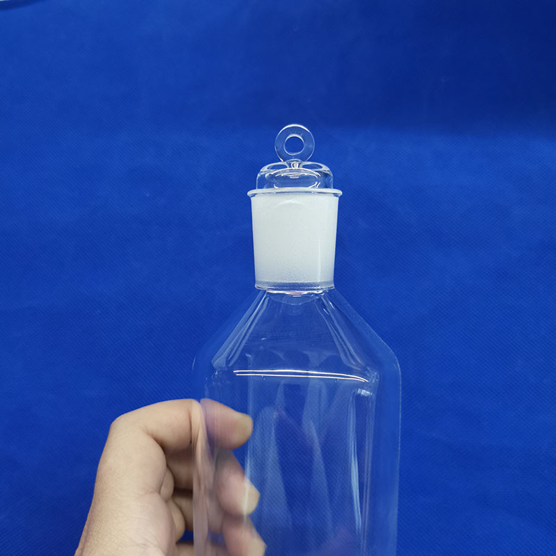 Mouth Cylinder Quartz Reagent Bottle With Lid For Frozen Liquid Amber