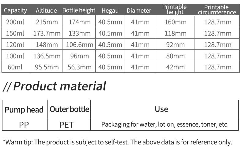 60ml 100ml 120ml 150ml Empty Mist Spray Bottle Clear PET Pump Cosmetic Plastic Spray Bottle