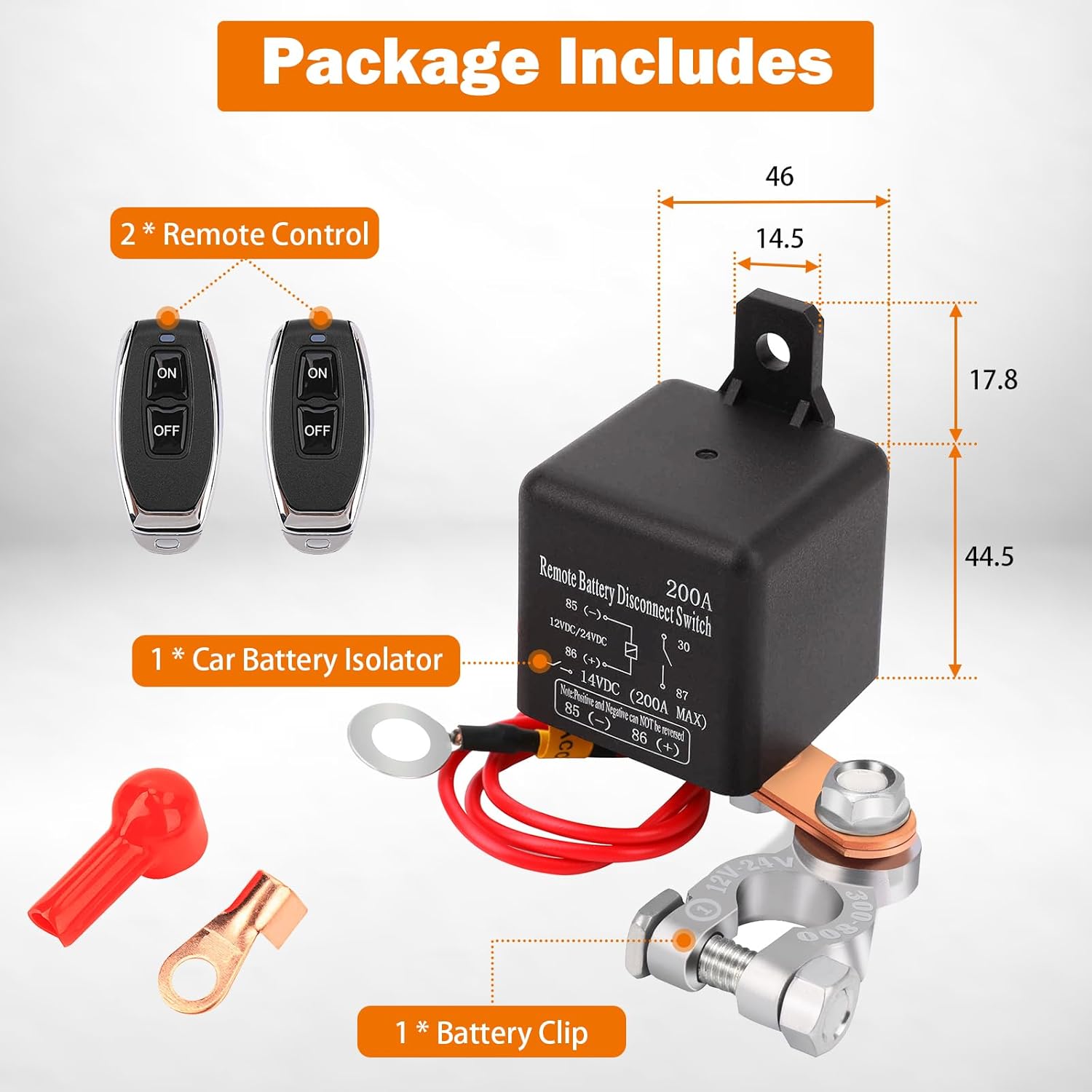 200A 12V Remote Control Battery Isolator Relay Start On / Off For Car Power Switch