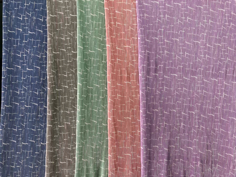 Floral Stripes Dyed Print Moss Poly Crepe Woven Fabric 60 Inch