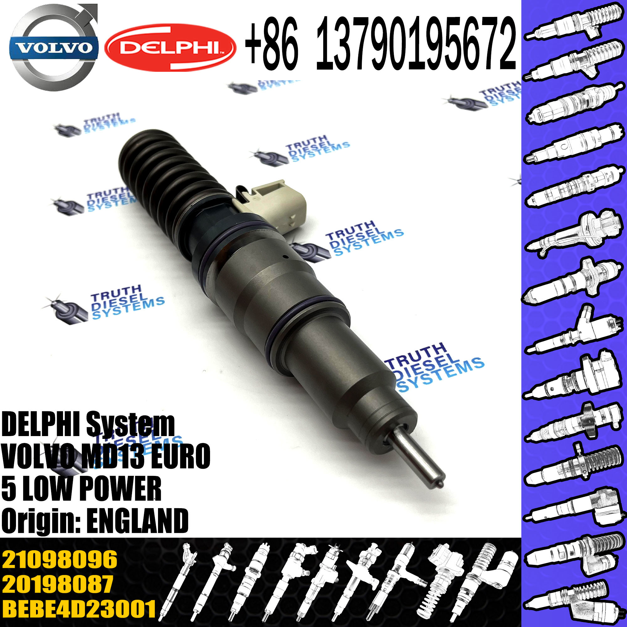 High Quality Diesel Fuel Injector 21098096 7421340616 21340616 85003268 BEBE4D25001 For VOL MD13 EURO 5 LOW POWER