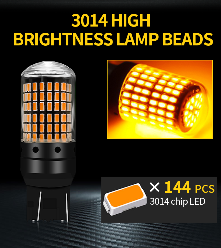 T20 144smd Car Led Bulb 1156 1157 7440 7443 White Yellow Red Light Led Turn Signal Light Driving Reverse Brake Light Bul