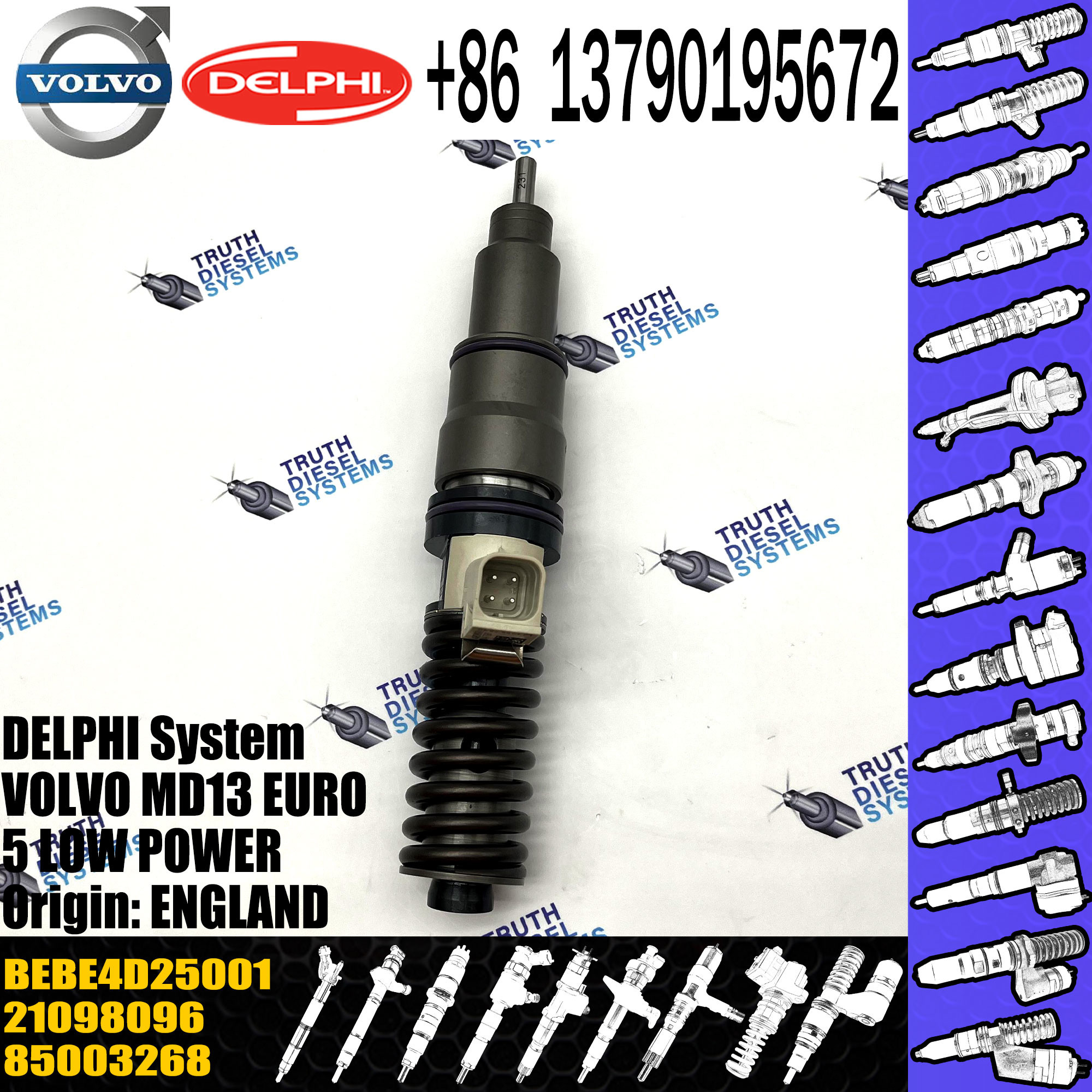 4 PINS Fuel Common Rail Injector 3801392 BEBE4D25001 BEBE4D25101 for VOL MD13 EURO 5 LOW POWER