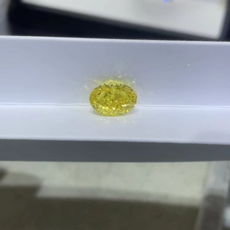 3.08ct Oval Loose Lab Created Canary Yellow Diamond IGI Certified