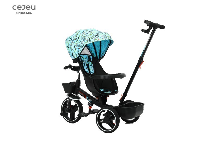 Pu Wheel Multifunction Kids Tricycle Black Blue Pink