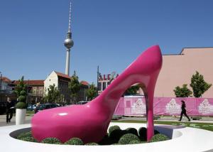 Buy cheap Pink Heels Stainless Steel Sculpture Art Painted Corrosion Resistant Urban Sculpture product