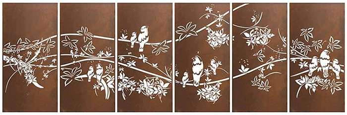 Outdoor Metal Wall Panel Laser Cut Corten Steel Screen Panels GN-SP-168