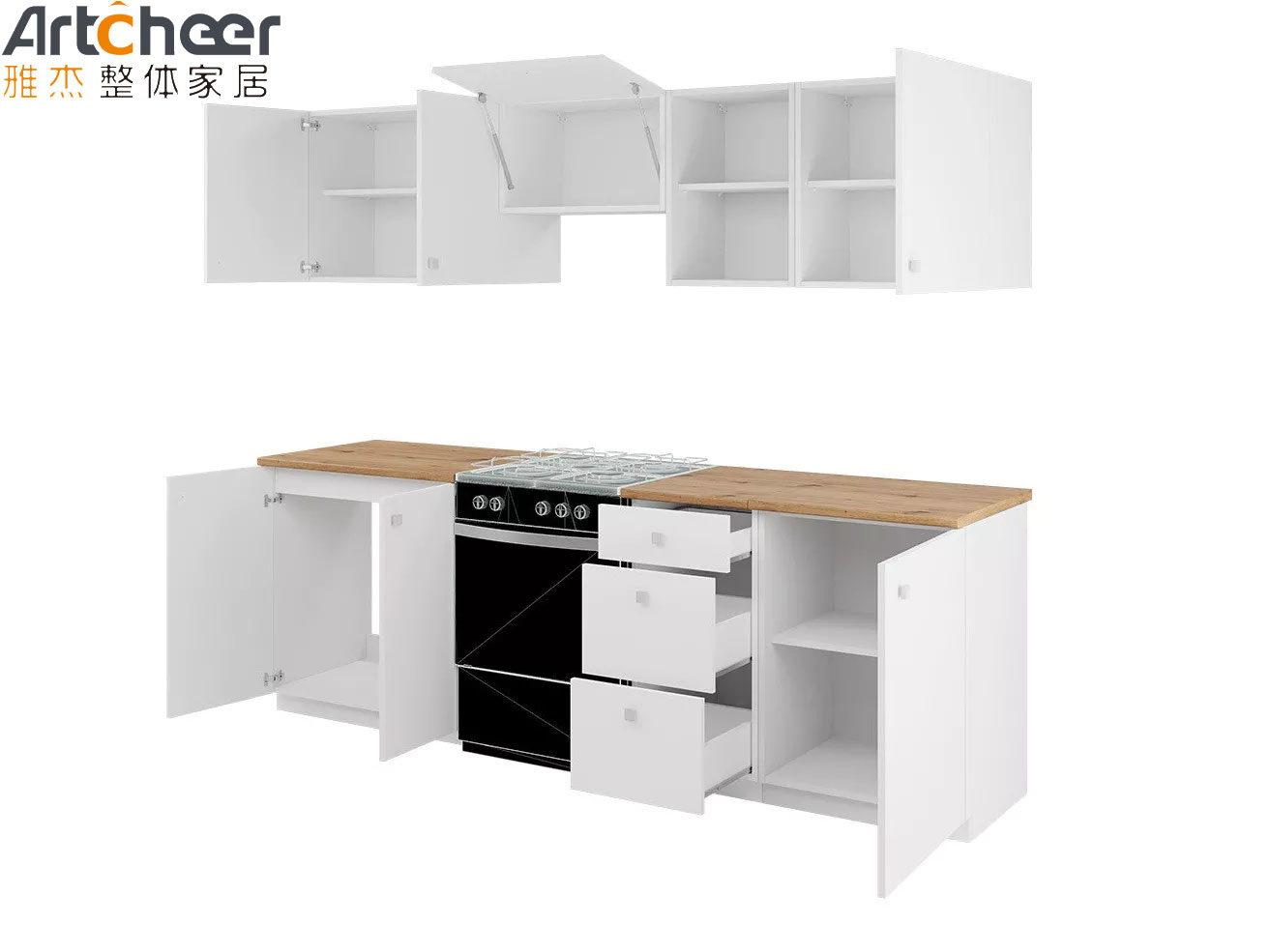 Small Room Grey Kitchen Cabinet with Modern and Stylish Half Bullnose Countertop Edging