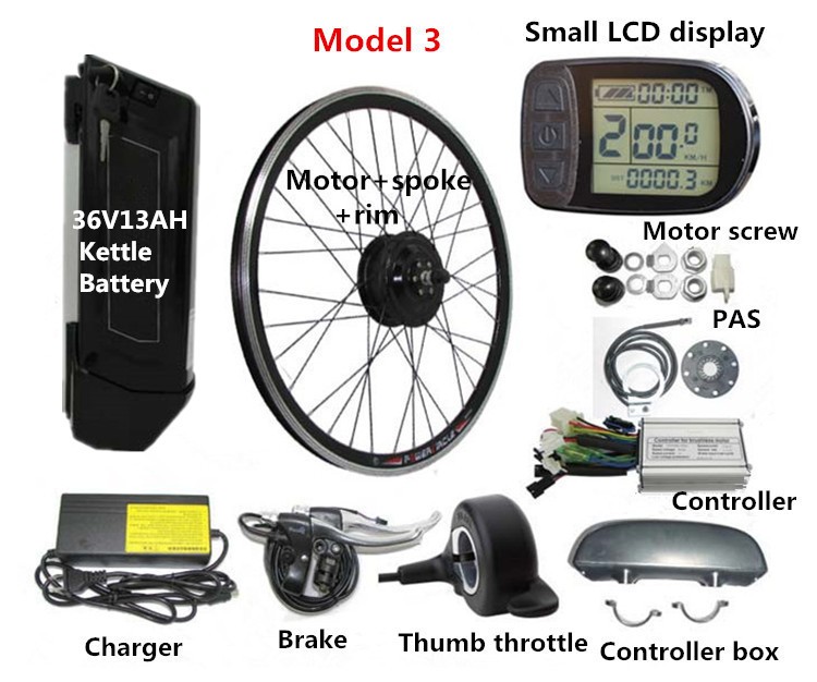 36V 13AH Lithium Battery Electric Bicycle Parts With LED / LCD Display Brushless Motor