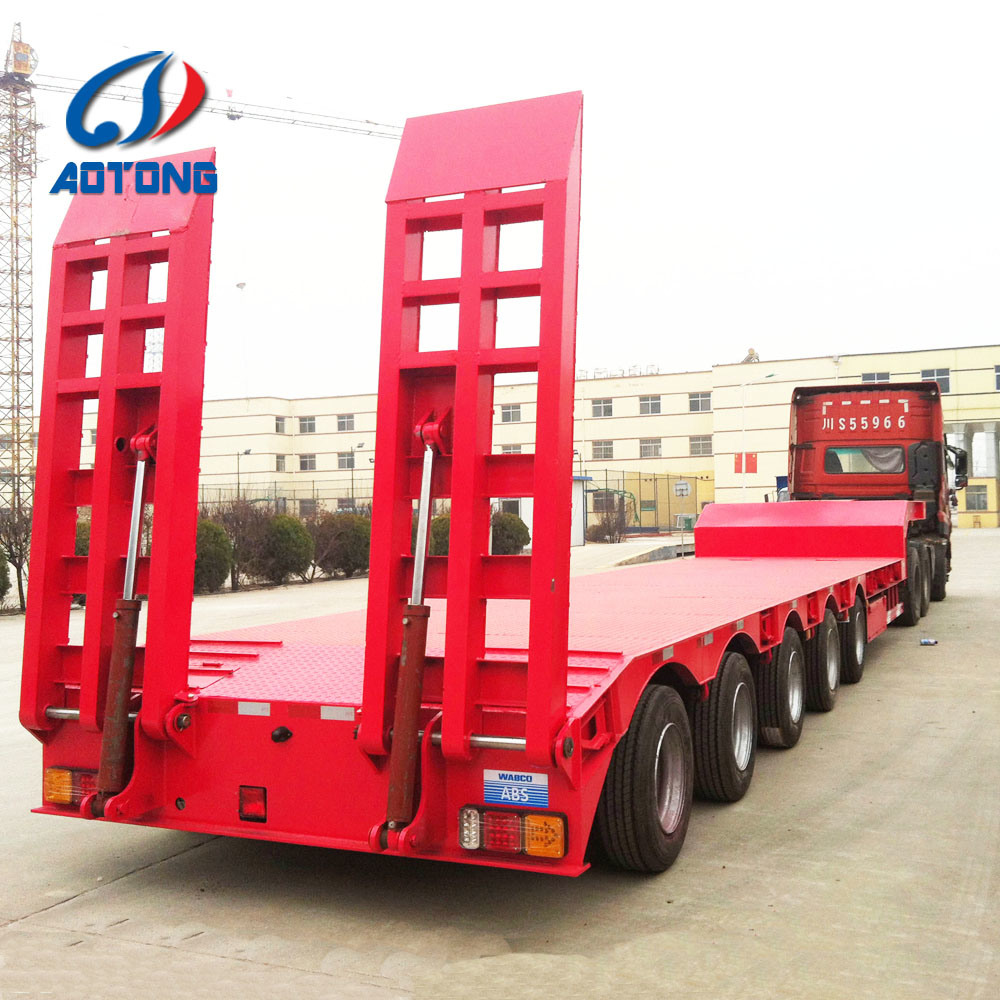 2 Axle 28 Tons Lowbed Lowboy Truck Trailer Semi Trailer for Heavy Equipment Transport