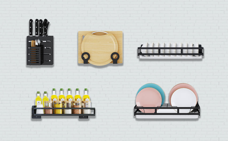 Pot Cover Storage Rack and Cutting Board Organizer Carbon Steel Material Custom Logo