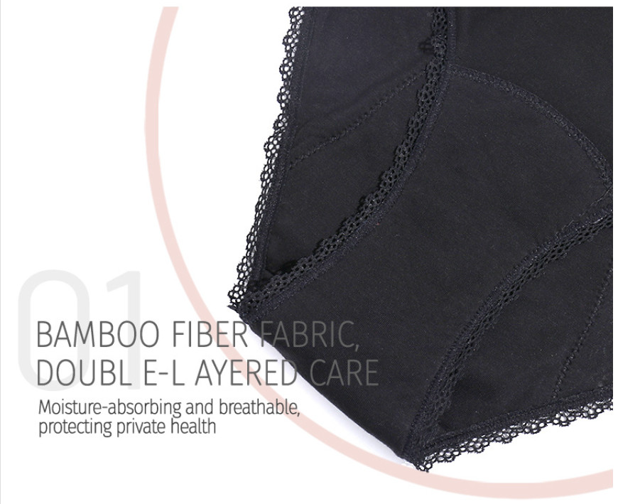 Leak Proof Bamboo Girl Period Panties Underwear Transparent Sexy Lace Viscose Briefs