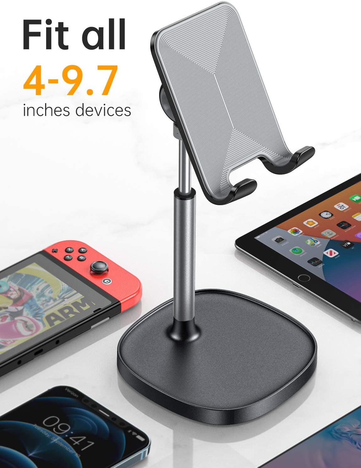 Angle Height Adjustable Smart Phone Holder Aluminum Alloy For Desk