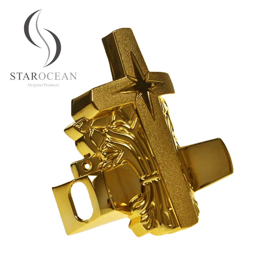 24K Gold Custom Coffin Corners, Star Pattern Design Coffin Decoration Set 12# G