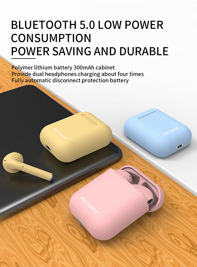 Macaron Pink Blue Yellow Waterproof 4h TWS Bluetooth Earphones