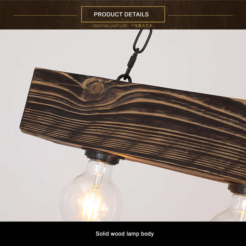 Solid Wood Chandelier Creative Industrial Style Restaurant Living Room Hot Pot Shop vintage pendant lights(WH-VP-214)
