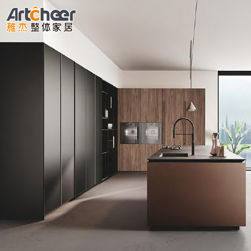 E0 Grade Island Home Kitchen Cabinet Flat Pack Design For Modern Home Decor