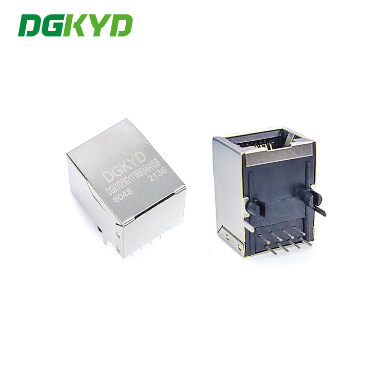 RJ45 Network Port Connector 1X1 8P8C 30U Straight-In With Light Shielding Connector