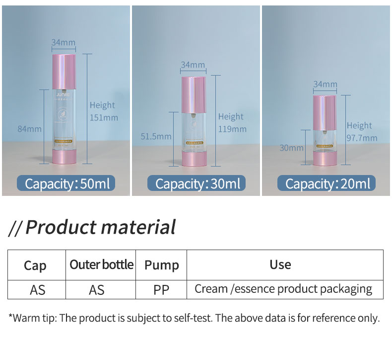 100ml Rose Gold Cosmetic Plastic Pump Bottles Airless Bottle Set for Facial Care Essence Lotion 100ml Volume Industrial