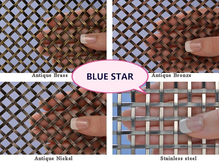 Custom Decorative Metal Screen Mesh , Decorative Woven Wire Mesh For Cabinet Doors