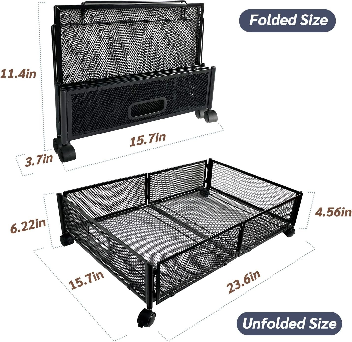 Under Bed Storage With Wheels Under Bed Storage Containers Large Metal Foldable Space-Saving Under Bed Drawer Shoe