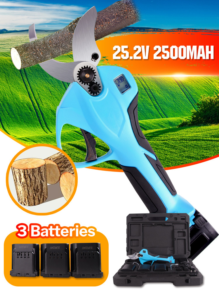 40mm Electric Garden Pruner China Pruning Shears With LED And 3 Batteries For Orchards And Vineyards