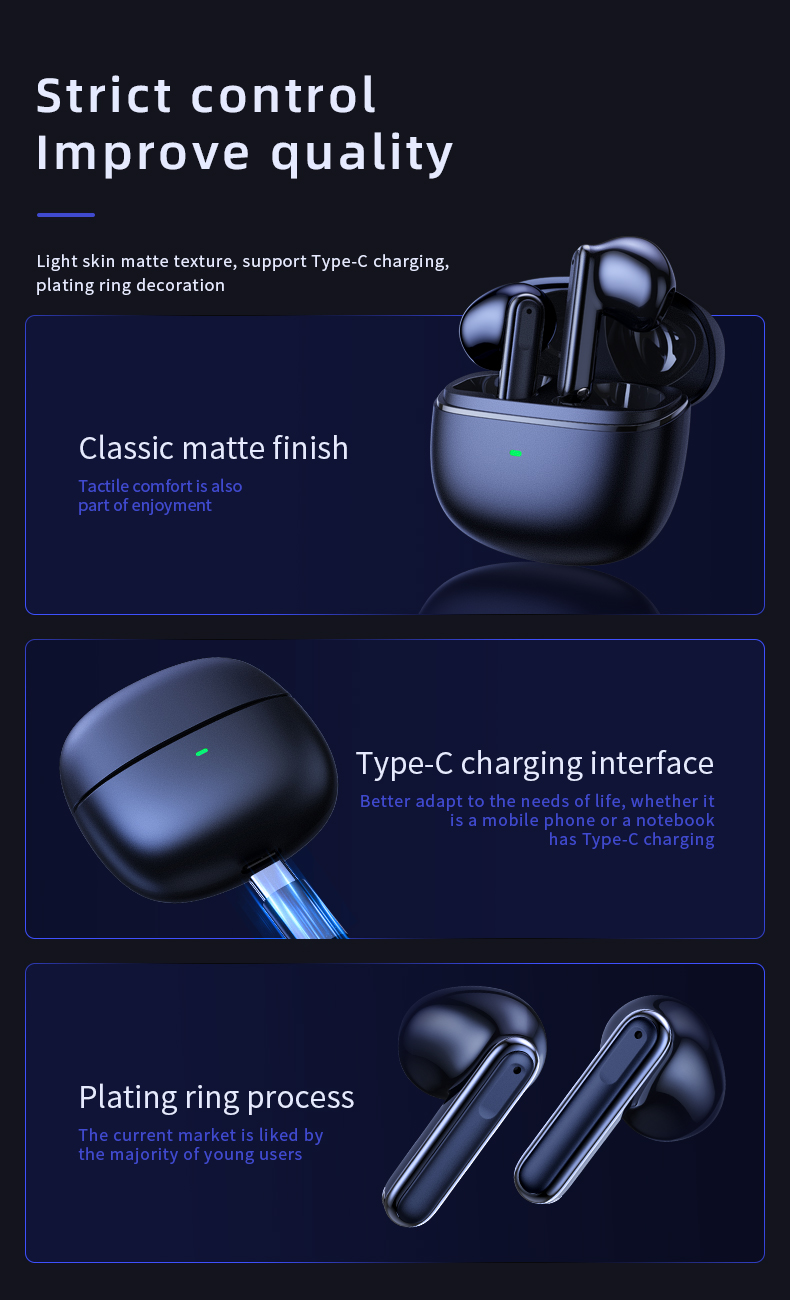 Mini Headset for Phone Calling and Music Newest Two Mic ENC True Wireless Earphones